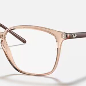 Ray-Ban Eyeglasses Unisex RB7185 Prescription Shiny Brown Frame Clear